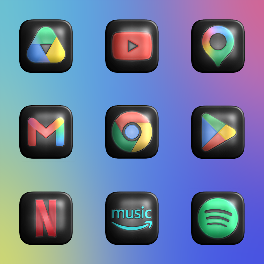 Glossy Dark 3D - Icon Pack - скриншот 2